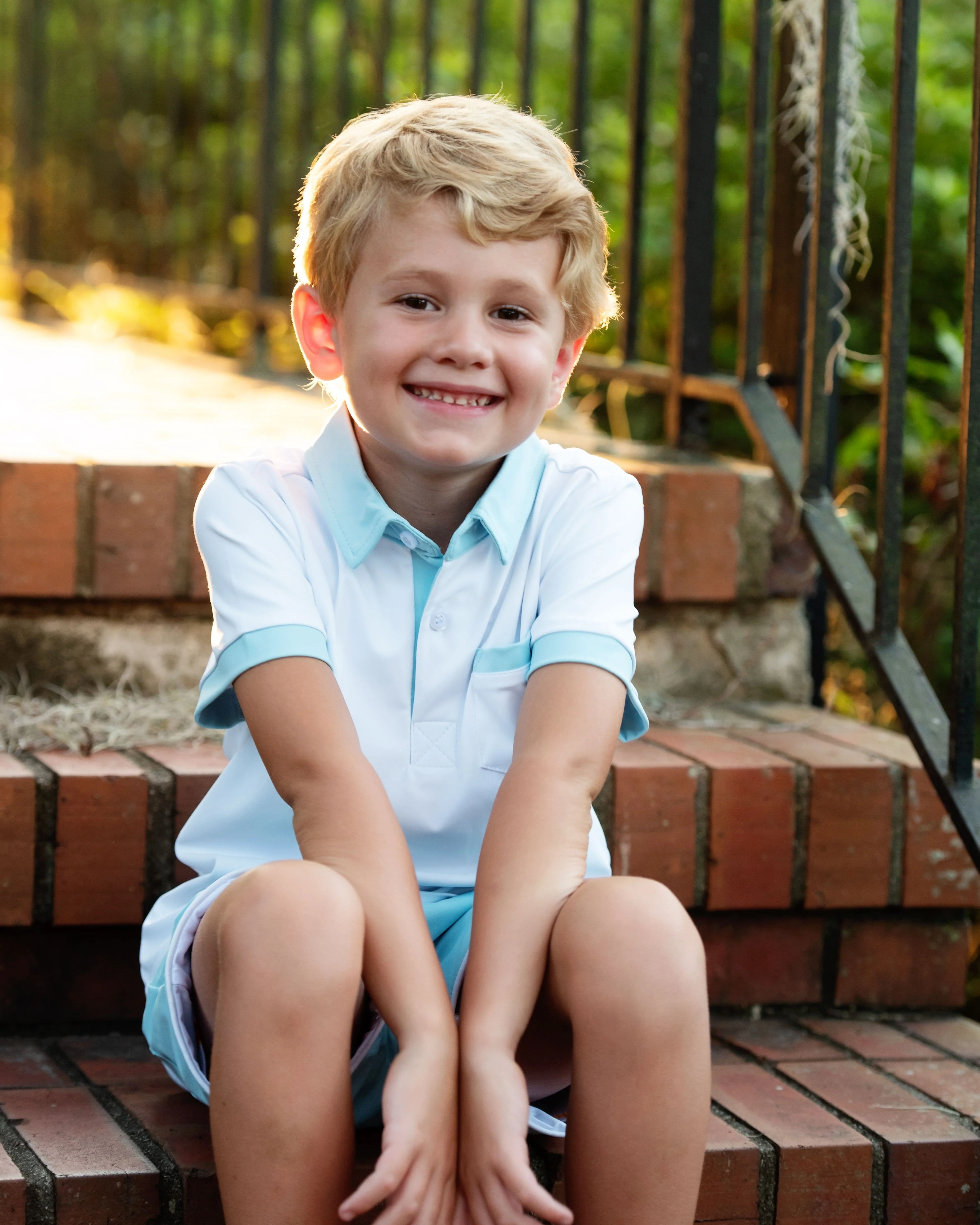 Blue And White Performance Polo Short Set - Image 3