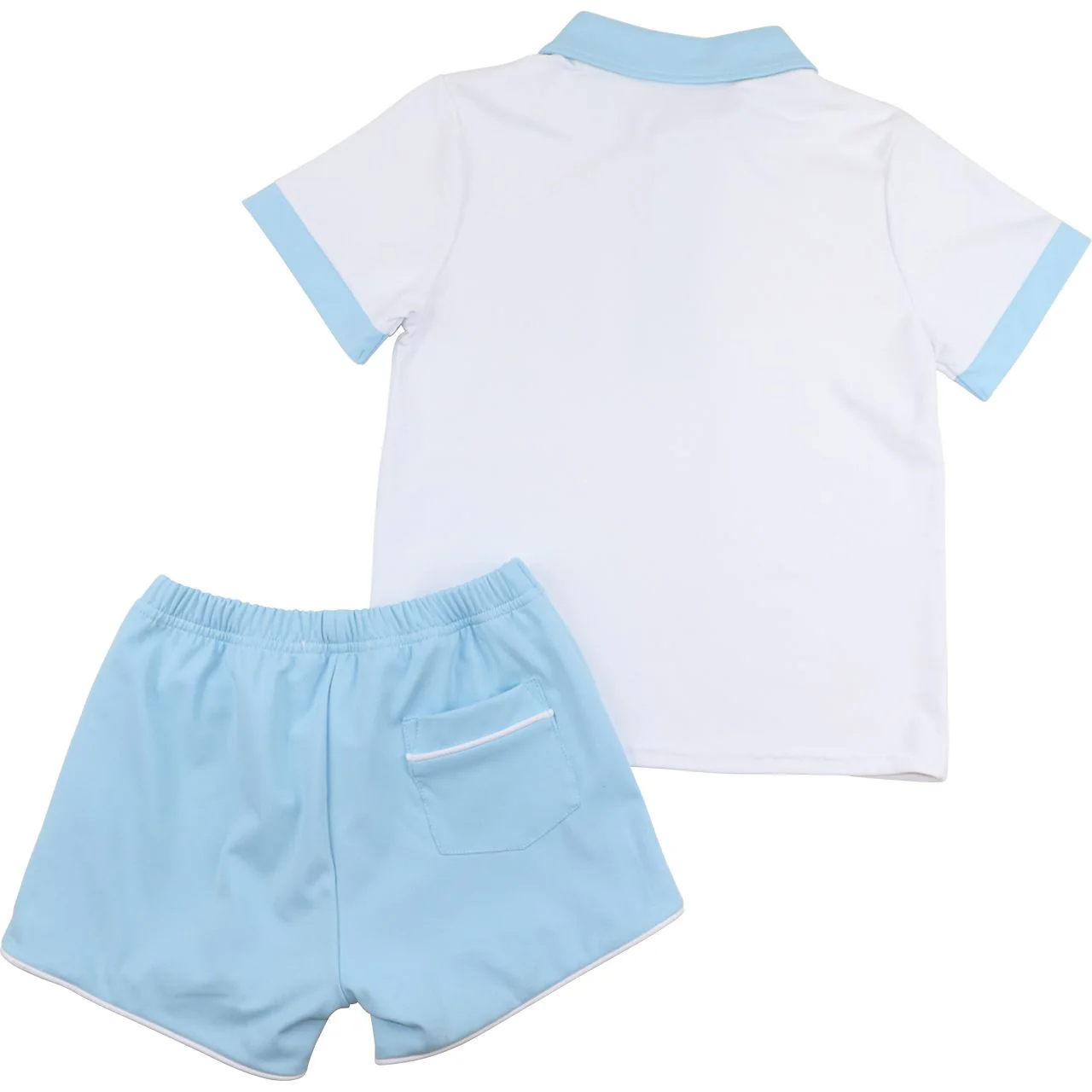 Blue And White Performance Polo Short Set - Image 4