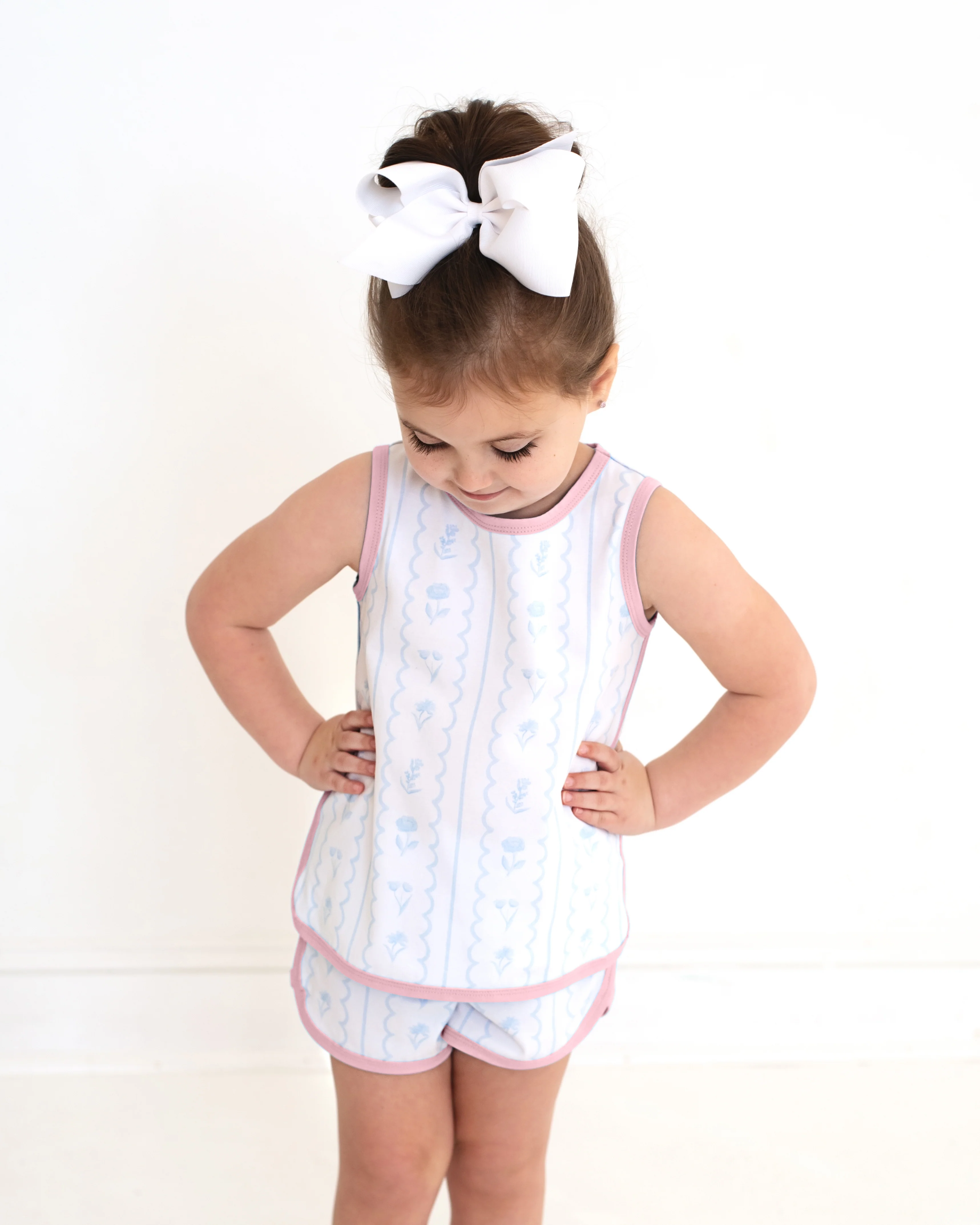 Blue Floral Stripe Knit Play Set - Image 3