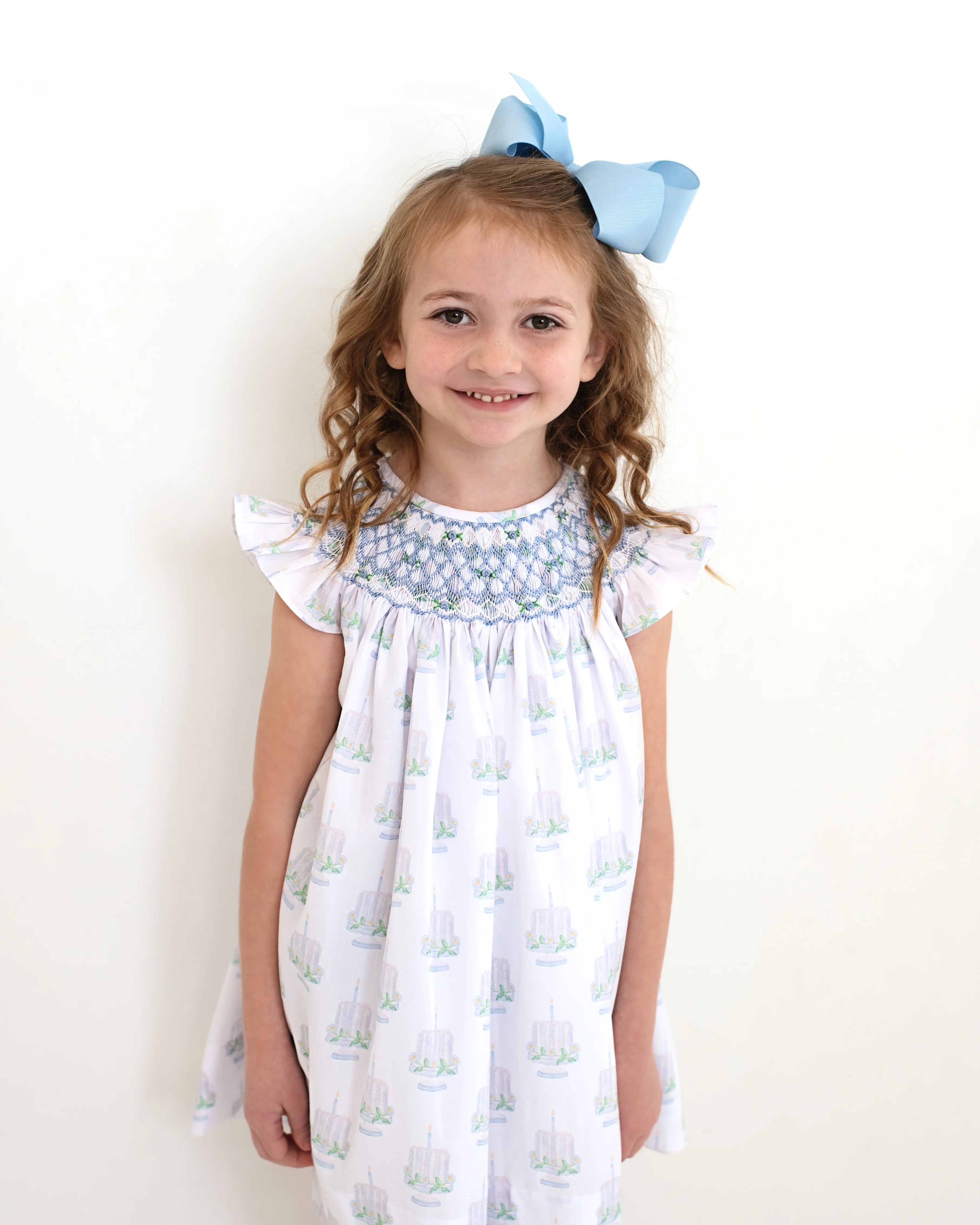 Blue Smocked Birthday Cake Dress - Image 3