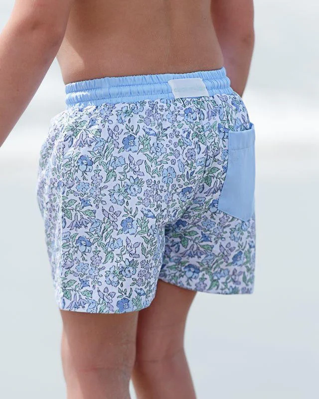 Blue And Green Floral Swim Trunks - Image 3