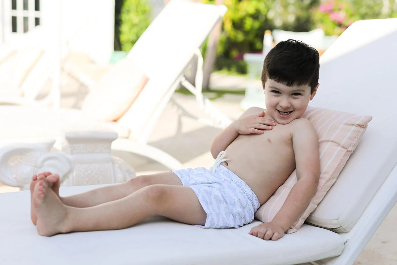 Green And Blue Trout Print Swim Trunks - Image 3