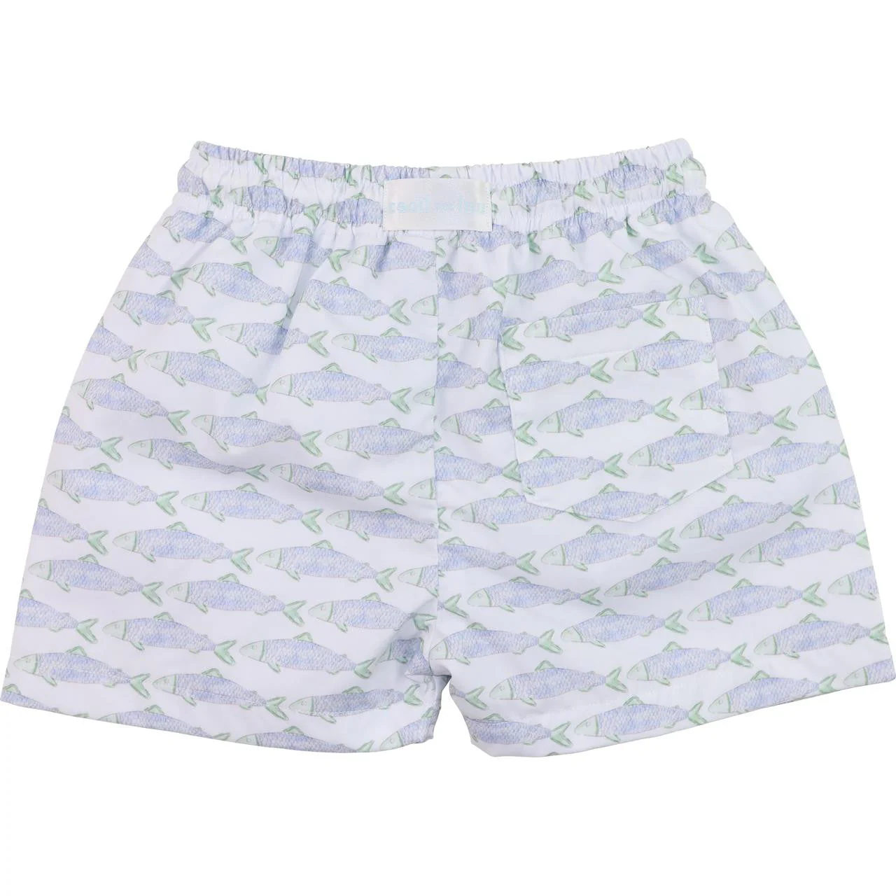 Green And Blue Trout Print Swim Trunks - Image 4
