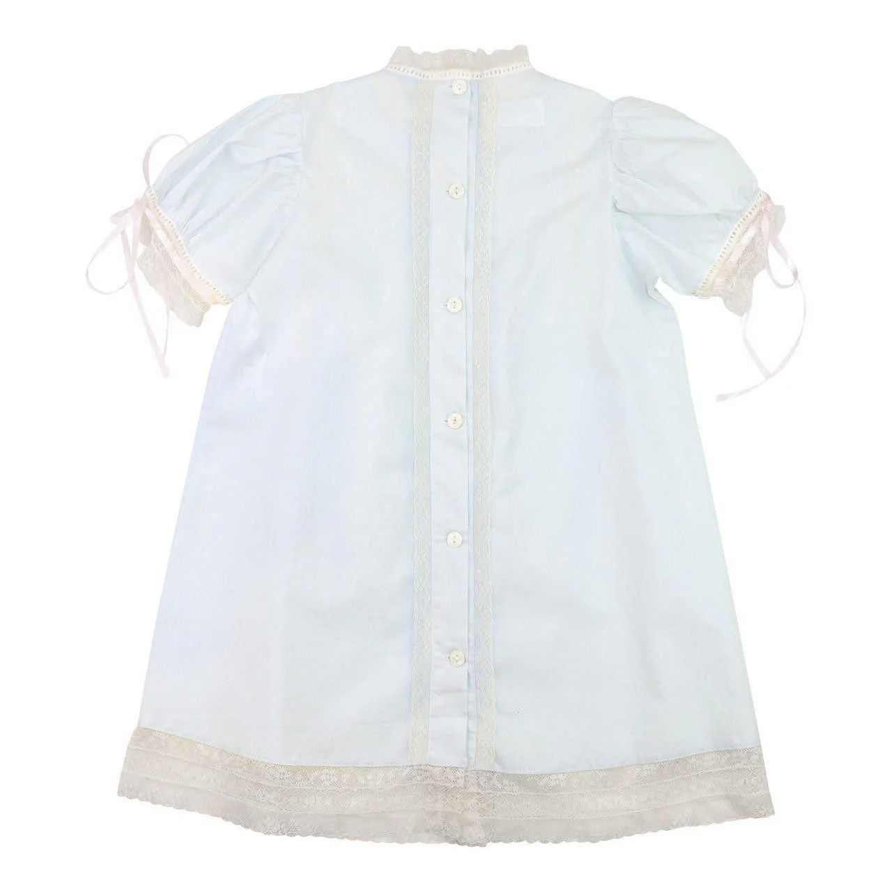 Blue And Pink Heirloom Satin Lace Dress - Image 5