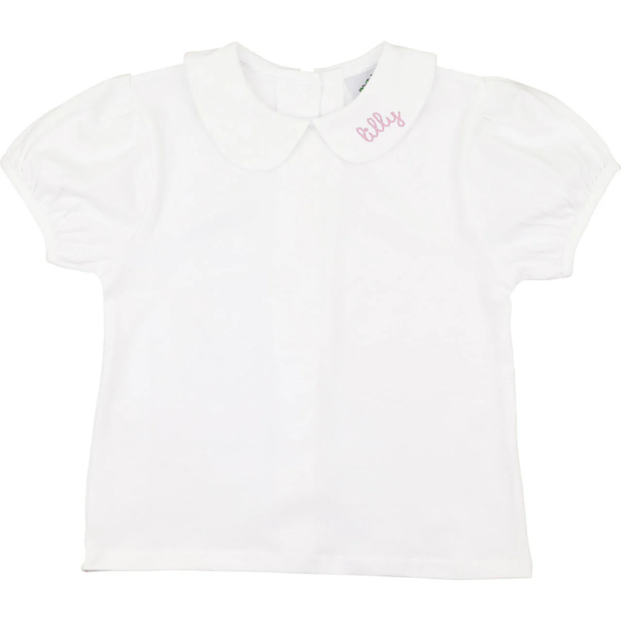 Girls White Knit Peter Pan Shirt - Image 3