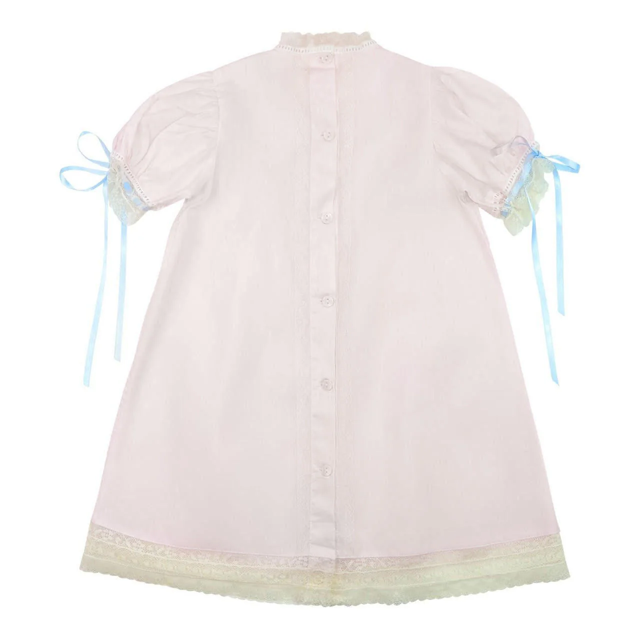 Pink And Blue Satin Heirloom Lace Dress - Image 5