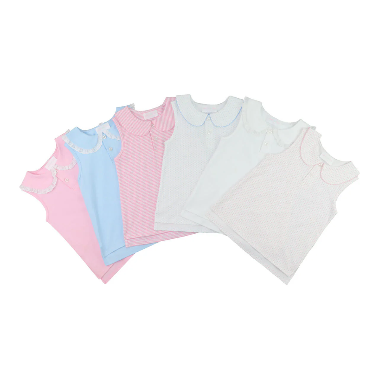 Pink Eyelet Sleeveless Knit Peter Pan Shirt - Image 3