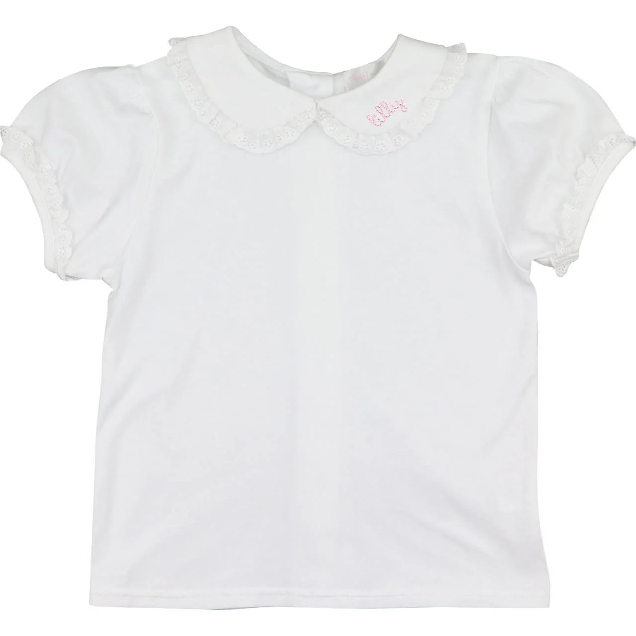 White Knit Eyelet Peter Pan Shirt - Image 4