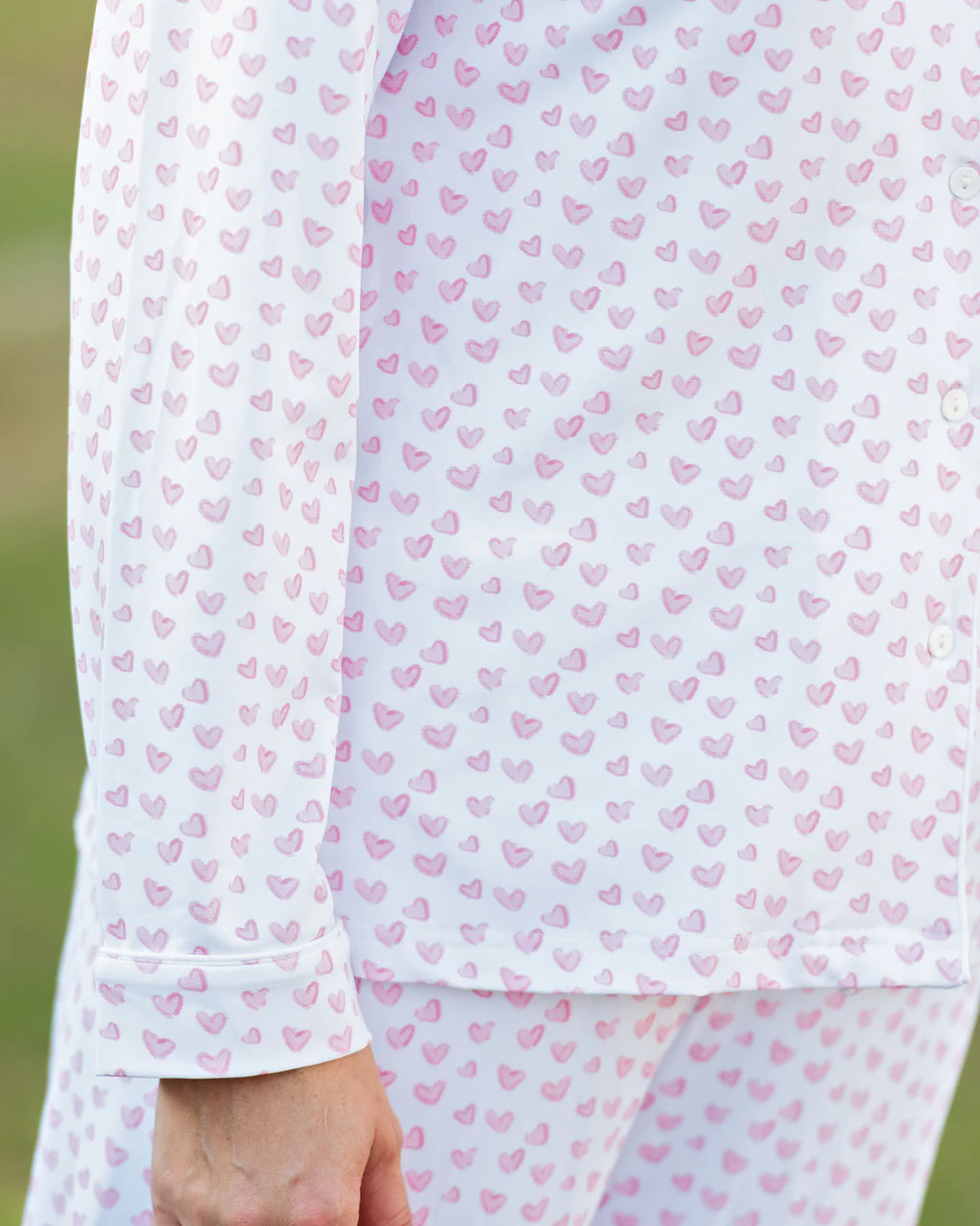 Women's Pink Heart Print Knit Pajamas - Image 4