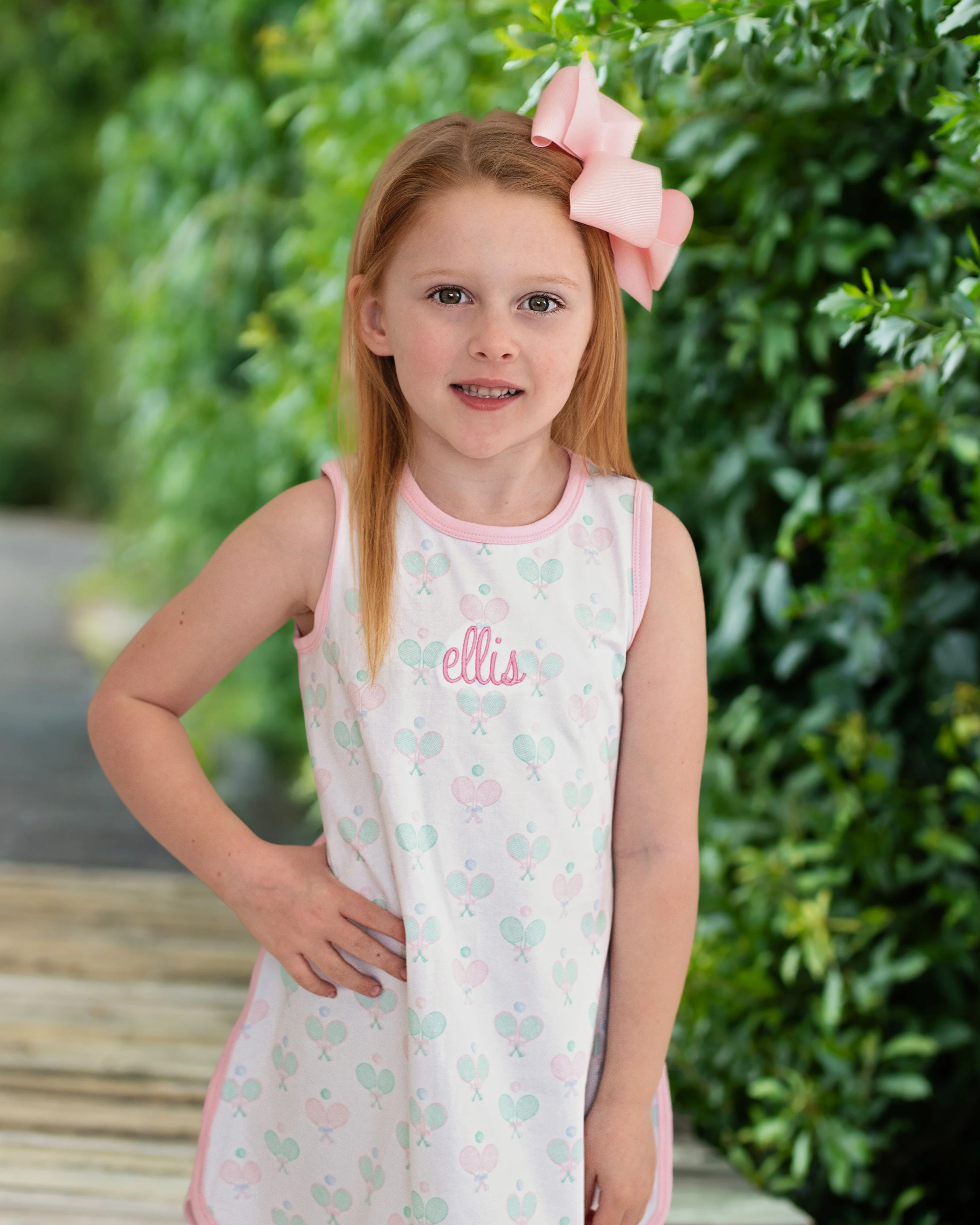 Pink And Mint Tennis Print Knit Play Dress - Image 3