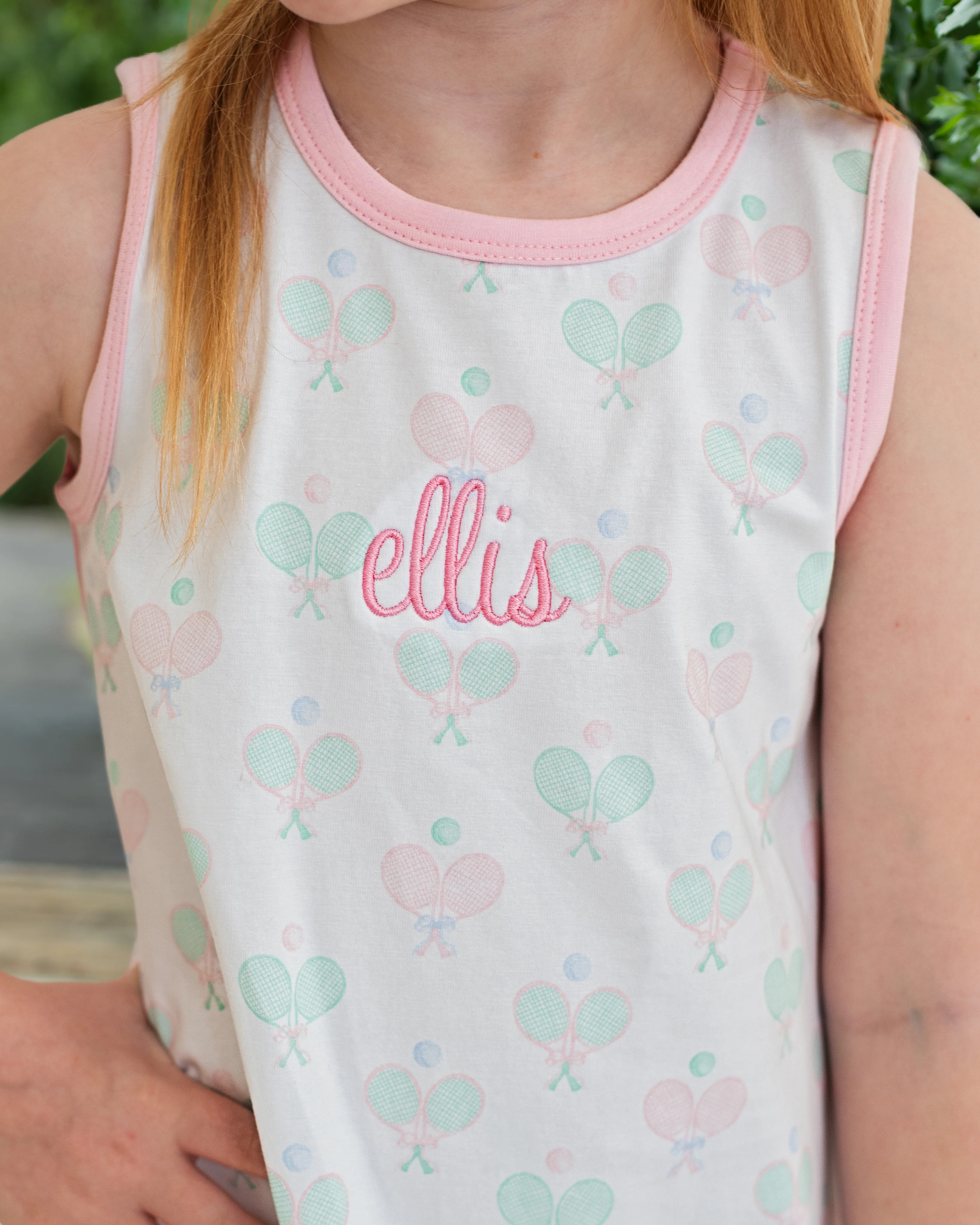 Pink And Mint Tennis Print Knit Play Dress - Image 4