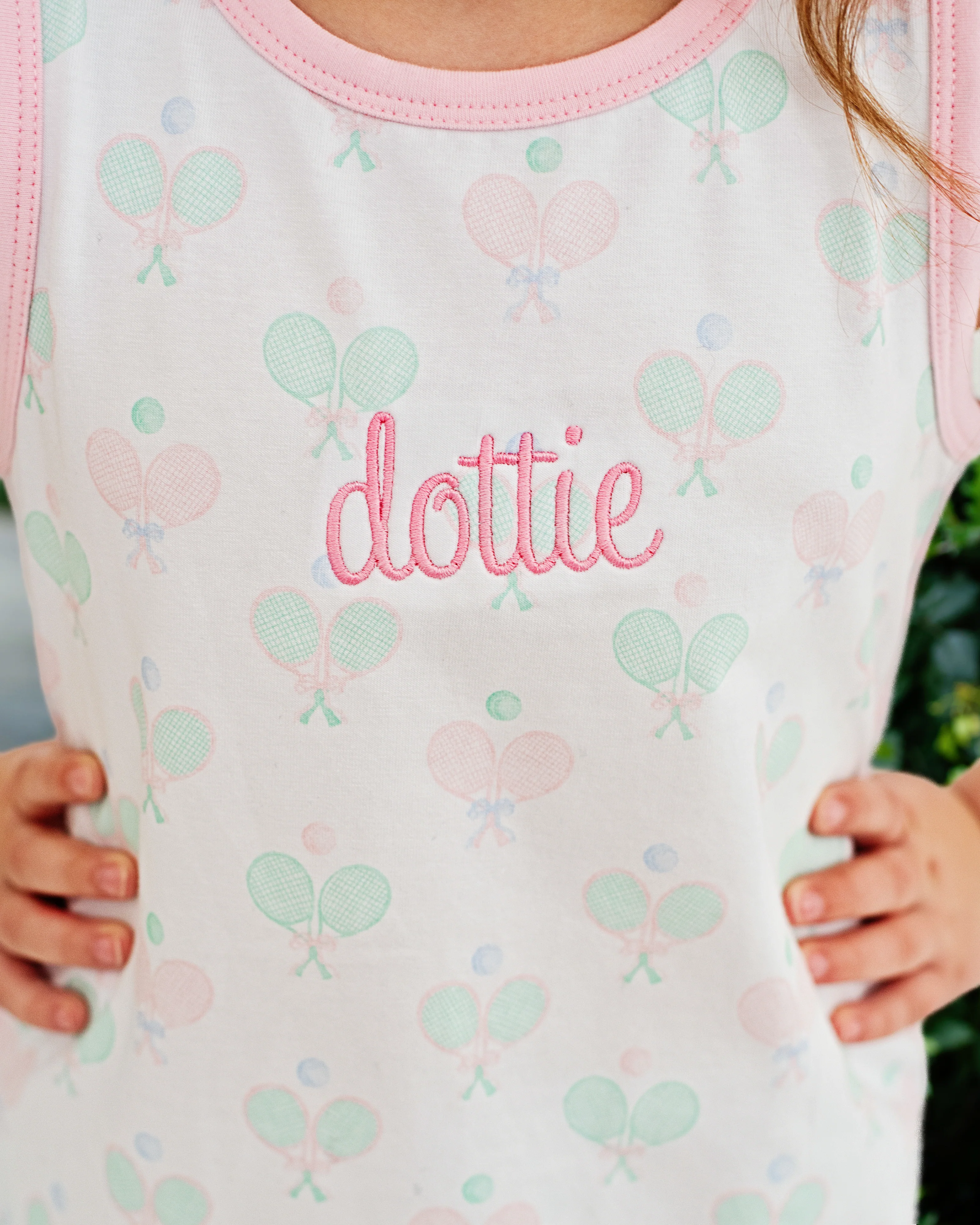 Pink And Mint Tennis Print Knit Play Set - Image 3