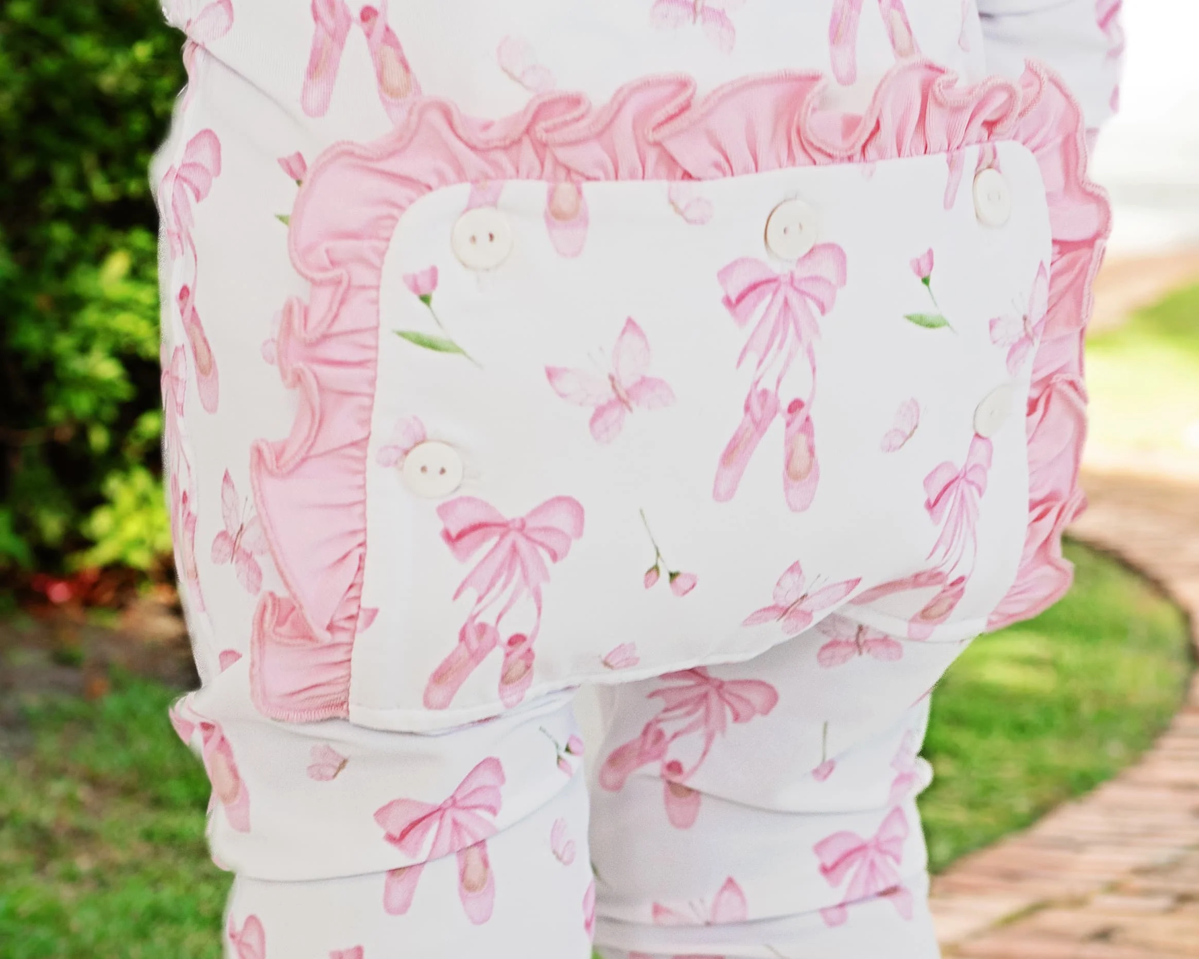 Pink Ballet Knit Zipper Pajamas - Image 3