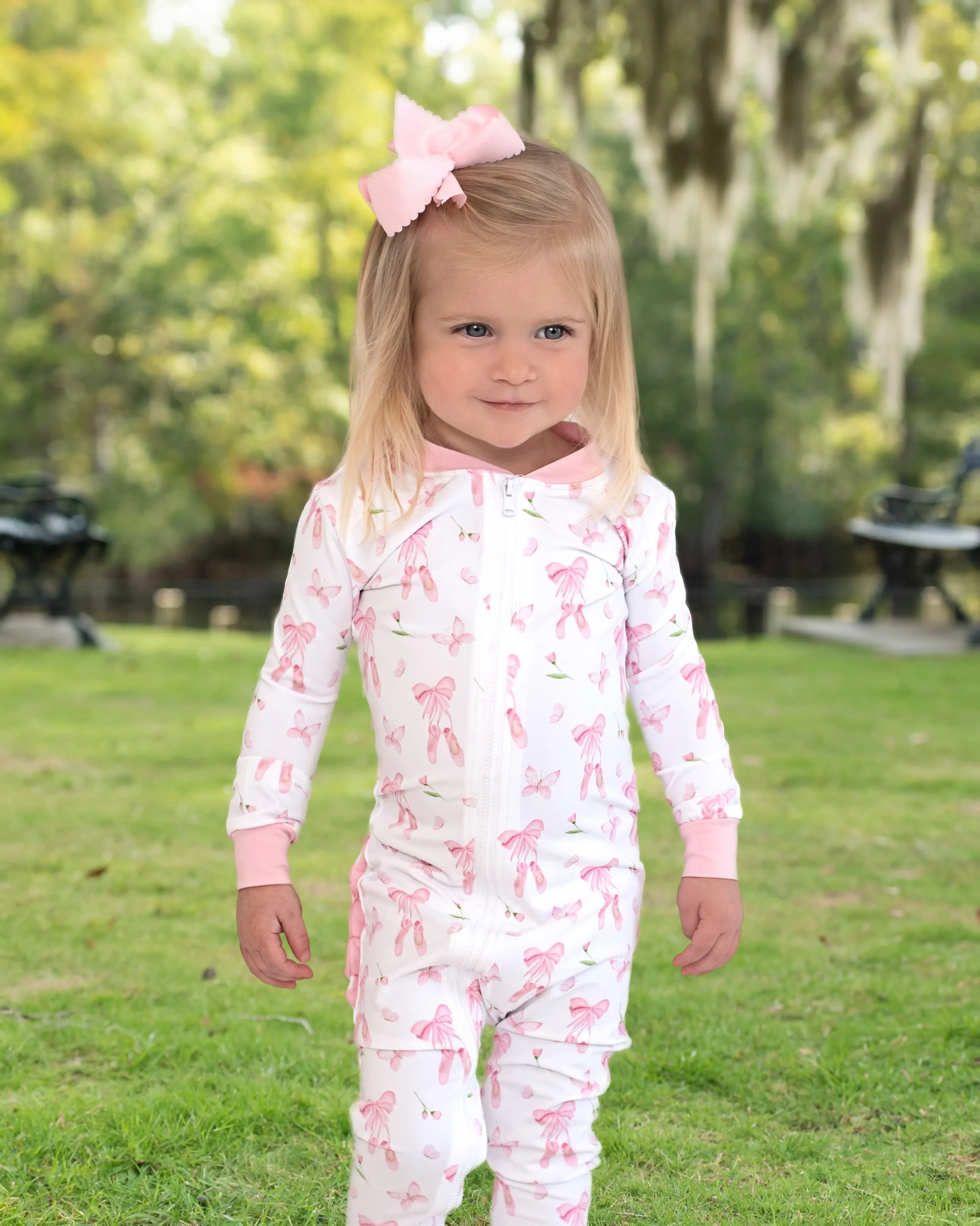 Pink Ballet Knit Zipper Pajamas - Image 5