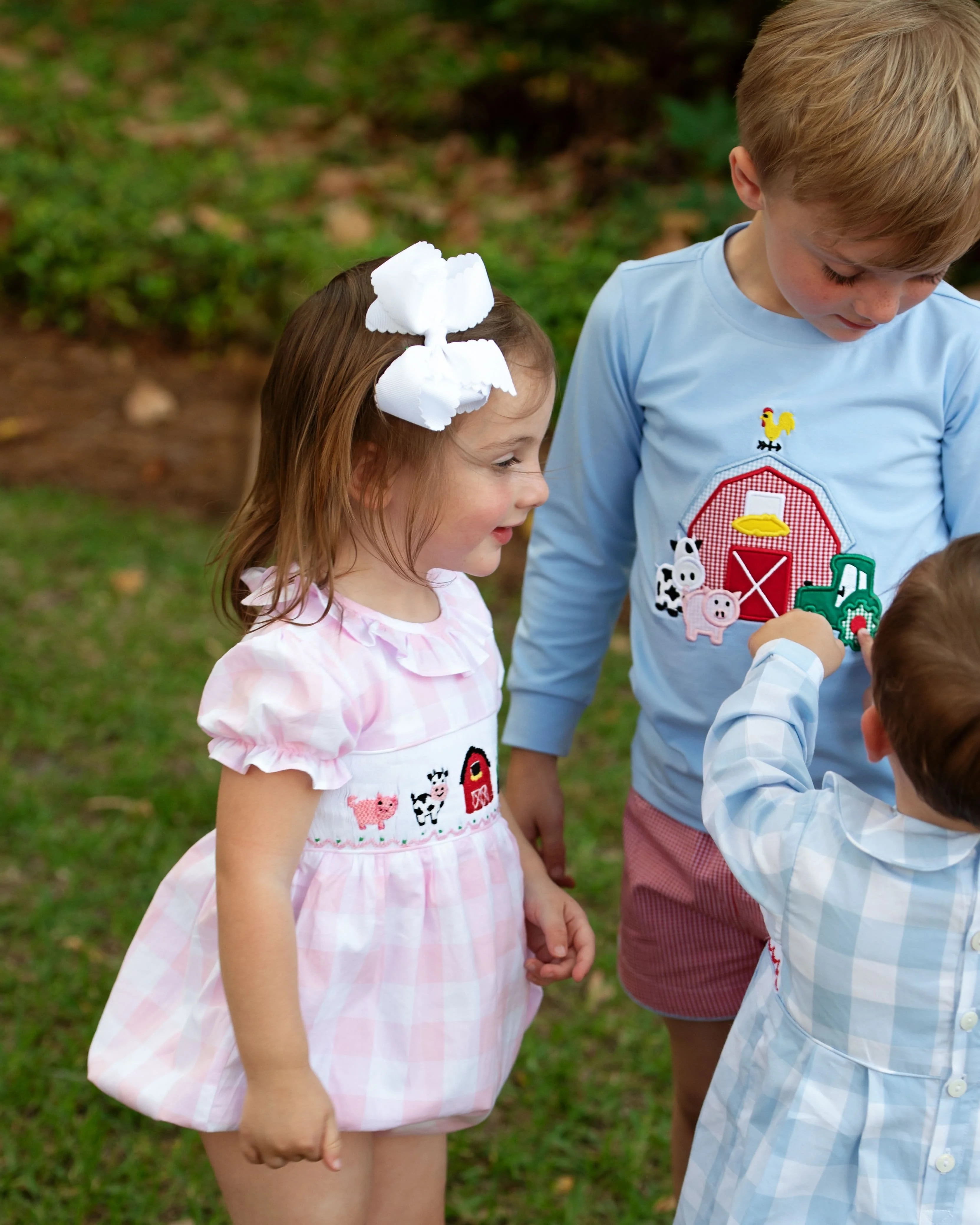 Pink Buffalo Check Smocked Farm Bubble - Image 3