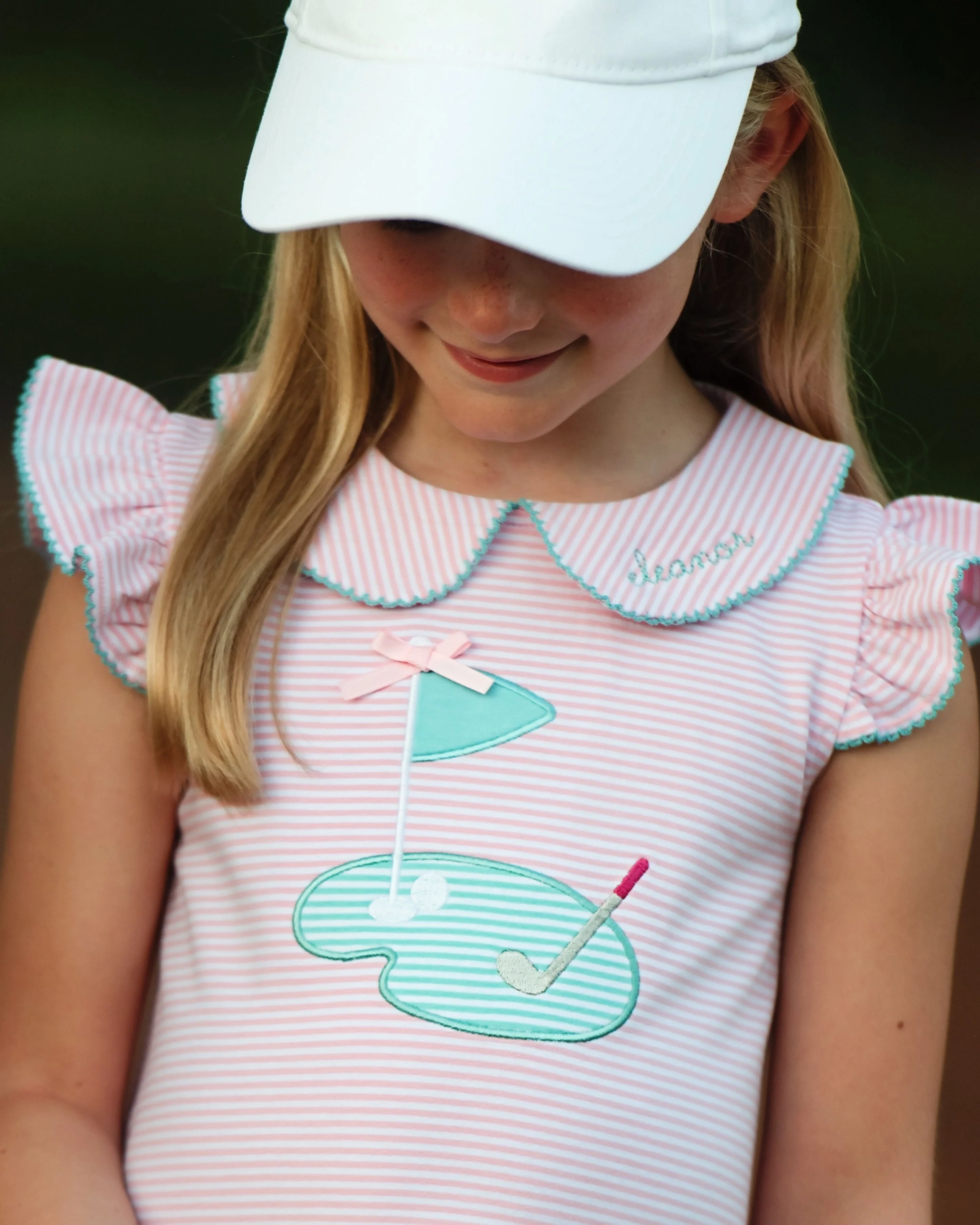 Pink Stripe Knit Applique Golf Bubble - Image 3